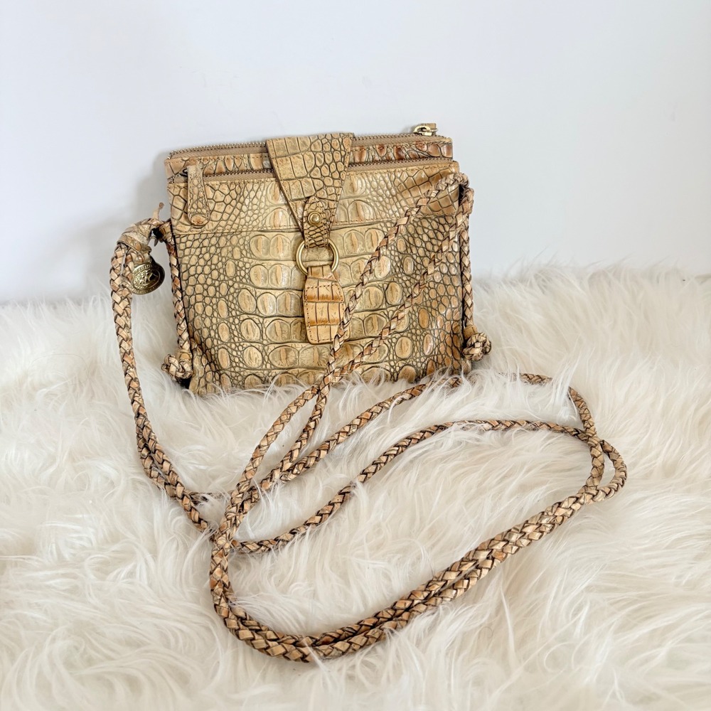 Brahmin Melbourne Collection Tan Croc Embossed Leather Crossbody Bag - Picture 16 of 16